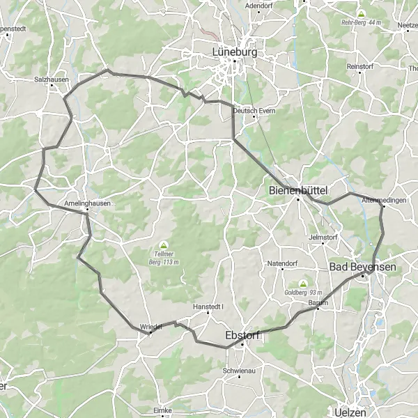 Karten-Miniaturansicht der Radinspiration "Lüneburger Hügel Tour" in Lüneburg, Germany. Erstellt vom Tarmacs.app-Routenplaner für Radtouren