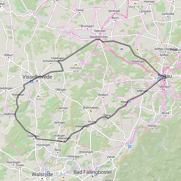 Map miniature of "The Kroge Loop" cycling inspiration in Lüneburg, Germany. Generated by Tarmacs.app cycling route planner