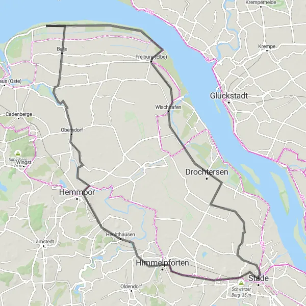 Karten-Miniaturansicht der Radinspiration "Balje und Freiburg Elbe Rundweg" in Lüneburg, Germany. Erstellt vom Tarmacs.app-Routenplaner für Radtouren