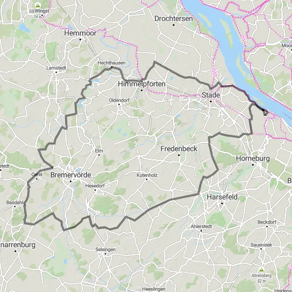 Map miniature of "Elbe River Ride" cycling inspiration in Lüneburg, Germany. Generated by Tarmacs.app cycling route planner