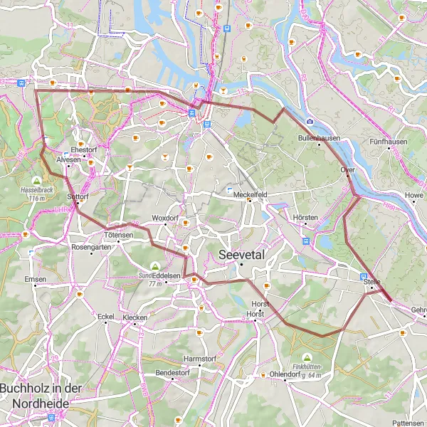 Map miniature of "Seevetal Loop" cycling inspiration in Lüneburg, Germany. Generated by Tarmacs.app cycling route planner