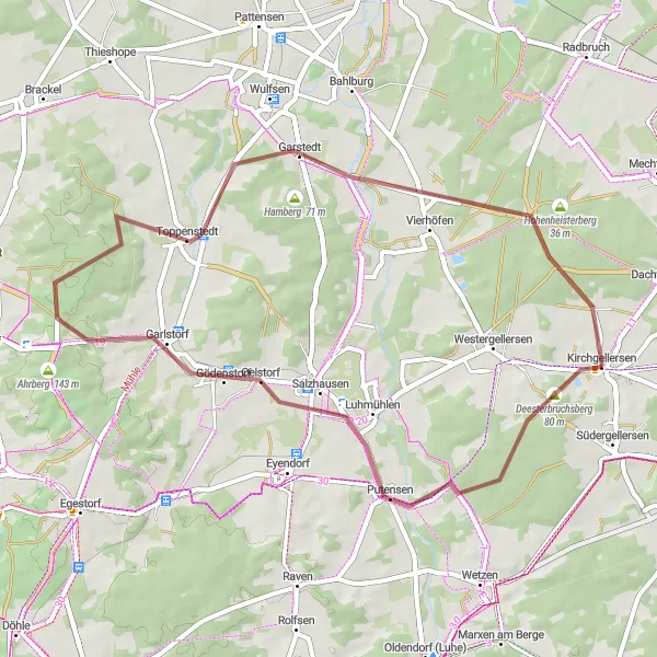 Map miniature of "Luhmühlen Loop" cycling inspiration in Lüneburg, Germany. Generated by Tarmacs.app cycling route planner