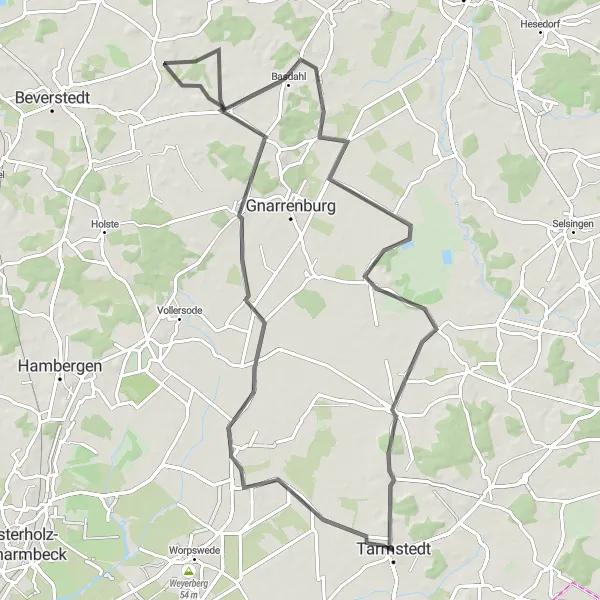 Map miniature of "Ostersode Round Trip" cycling inspiration in Lüneburg, Germany. Generated by Tarmacs.app cycling route planner