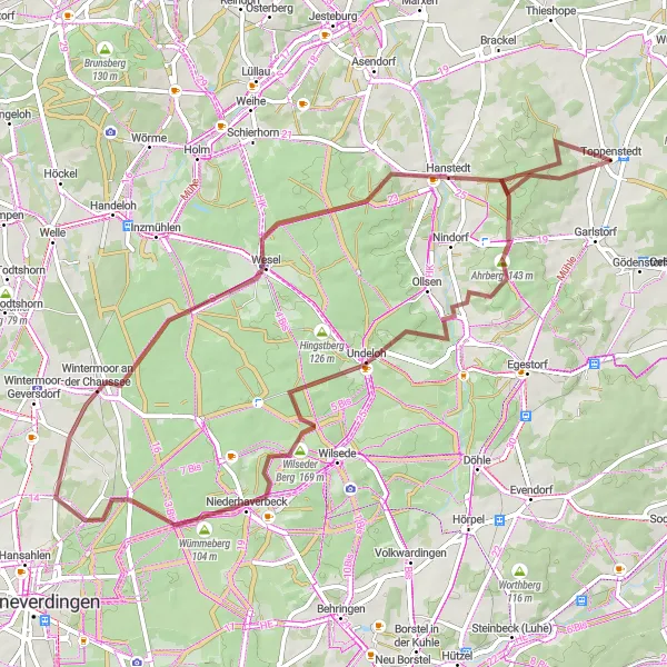 Map miniature of "The Gravel Adventure" cycling inspiration in Lüneburg, Germany. Generated by Tarmacs.app cycling route planner