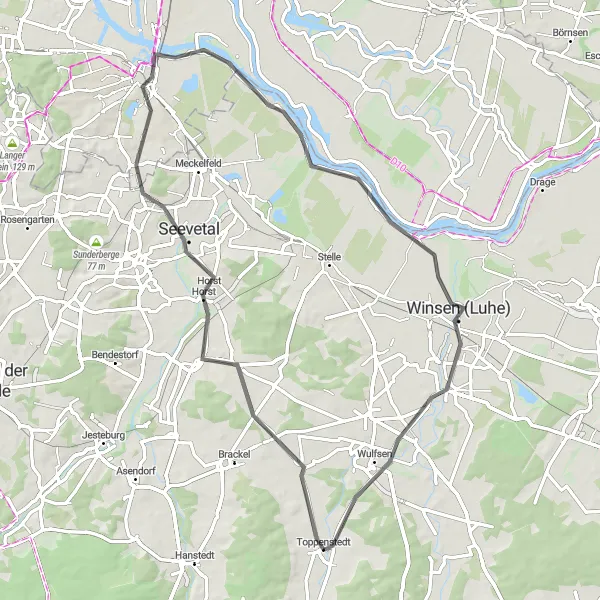 Map miniature of "The Winsen Adventure" cycling inspiration in Lüneburg, Germany. Generated by Tarmacs.app cycling route planner