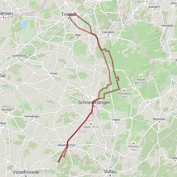 Map miniature of "Heathland Gems - Stucks-Berg Exploration" cycling inspiration in Lüneburg, Germany. Generated by Tarmacs.app cycling route planner
