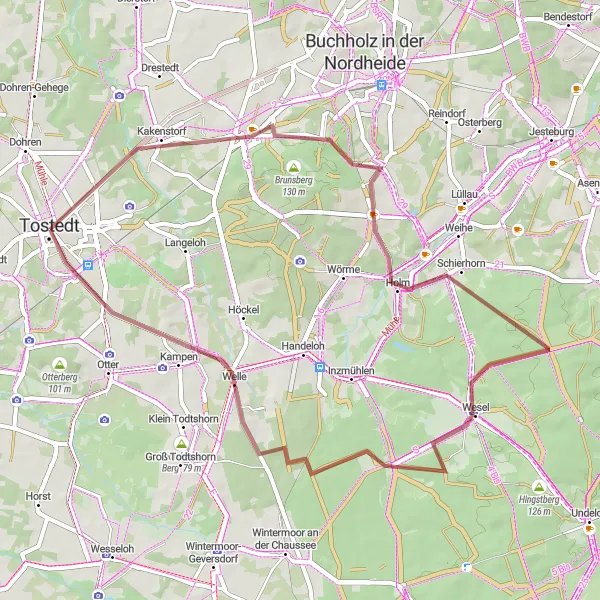 Karten-Miniaturansicht der Radinspiration "Berg und Tal Rundtour" in Lüneburg, Germany. Erstellt vom Tarmacs.app-Routenplaner für Radtouren