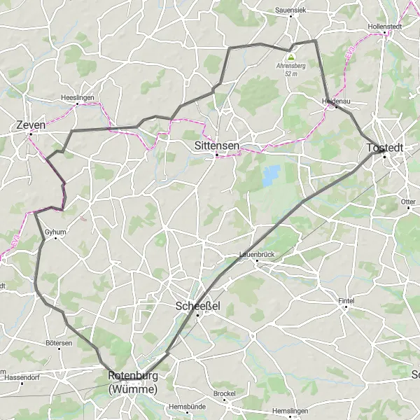 Map miniature of "The Wümmepark Loop" cycling inspiration in Lüneburg, Germany. Generated by Tarmacs.app cycling route planner