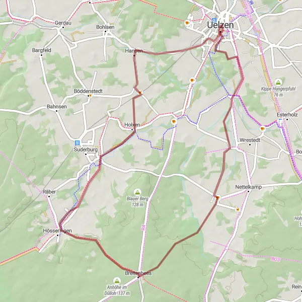 Map miniature of "Discovering Stadensen" cycling inspiration in Lüneburg, Germany. Generated by Tarmacs.app cycling route planner