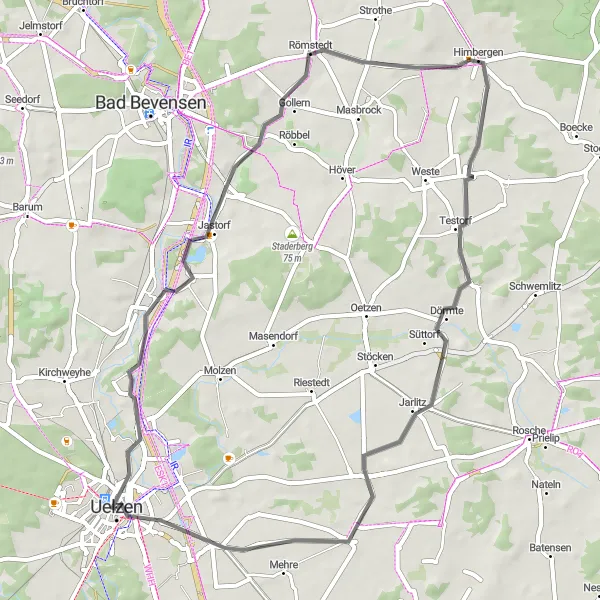 Karten-Miniaturansicht der Radinspiration "Historische Dörfer und weitläufige Landschaften" in Lüneburg, Germany. Erstellt vom Tarmacs.app-Routenplaner für Radtouren
