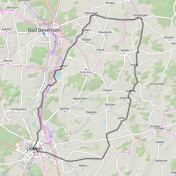 Map miniature of "Emmendorf Exploration" cycling inspiration in Lüneburg, Germany. Generated by Tarmacs.app cycling route planner