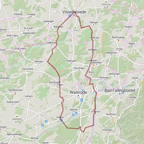 Karten-Miniaturansicht der Radinspiration "Abenteuerliche Gravel-Tour durch die Heide" in Lüneburg, Germany. Erstellt vom Tarmacs.app-Routenplaner für Radtouren