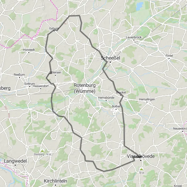Map miniature of "Jeddingen Loop" cycling inspiration in Lüneburg, Germany. Generated by Tarmacs.app cycling route planner