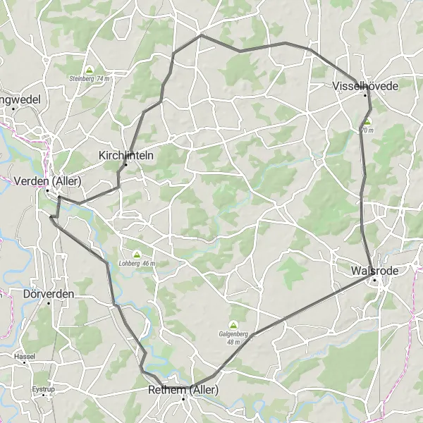 Karten-Miniaturansicht der Radinspiration "Die Walsrode-Runde" in Lüneburg, Germany. Erstellt vom Tarmacs.app-Routenplaner für Radtouren