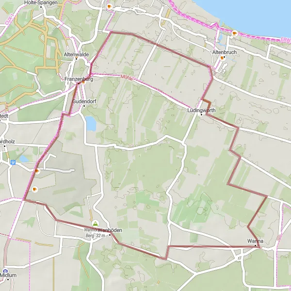 Karten-Miniaturansicht der Radinspiration "Gravel-Tour durch Wanhöden und Gudendorf" in Lüneburg, Germany. Erstellt vom Tarmacs.app-Routenplaner für Radtouren