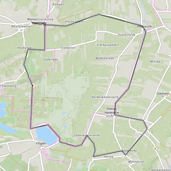 Karten-Miniaturansicht der Radinspiration "Roadtour entlang der Niederelbe" in Lüneburg, Germany. Erstellt vom Tarmacs.app-Routenplaner für Radtouren
