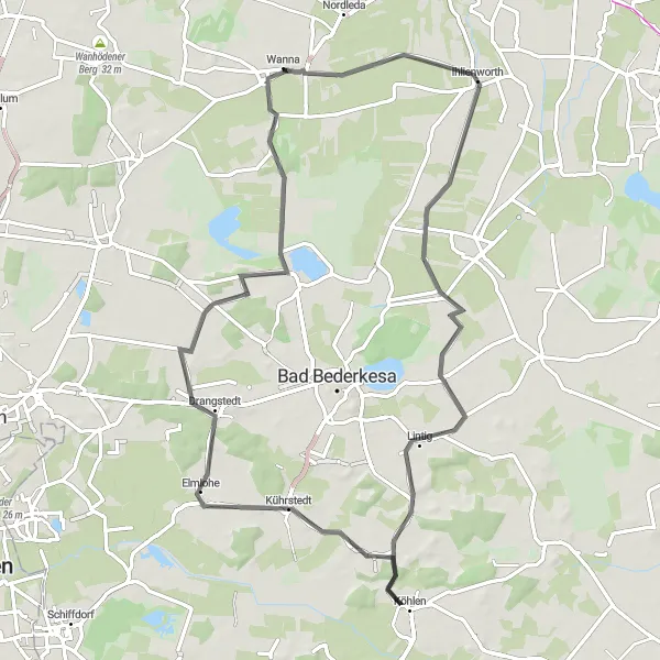 Map miniature of "Steinau Loop" cycling inspiration in Lüneburg, Germany. Generated by Tarmacs.app cycling route planner