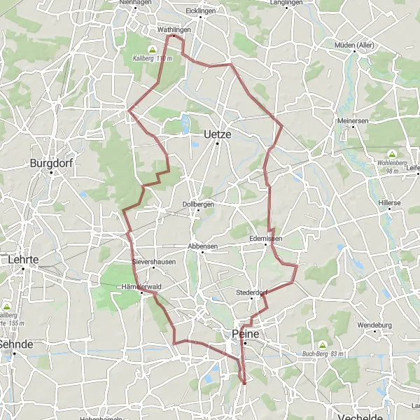 Map miniature of "Charming Countryside Gravel Ride" cycling inspiration in Lüneburg, Germany. Generated by Tarmacs.app cycling route planner