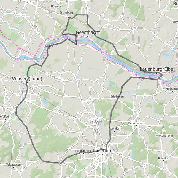 Map miniature of "Hill Climb Challenge" cycling inspiration in Lüneburg, Germany. Generated by Tarmacs.app cycling route planner