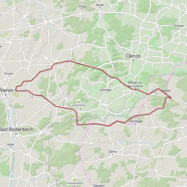 Map miniature of "Grazing in the Wild" cycling inspiration in Lüneburg, Germany. Generated by Tarmacs.app cycling route planner