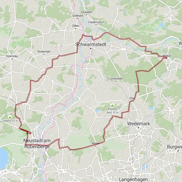 Map miniature of "Ohlenbostel Challenge" cycling inspiration in Lüneburg, Germany. Generated by Tarmacs.app cycling route planner