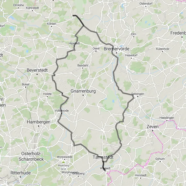 Map miniature of "Countryside Challenge" cycling inspiration in Lüneburg, Germany. Generated by Tarmacs.app cycling route planner