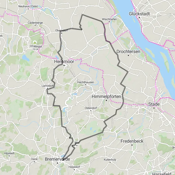 Map miniature of "The Countryside Adventure" cycling inspiration in Lüneburg, Germany. Generated by Tarmacs.app cycling route planner