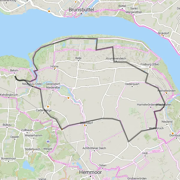Karten-Miniaturansicht der Radinspiration "Marschlandtour" in Lüneburg, Germany. Erstellt vom Tarmacs.app-Routenplaner für Radtouren