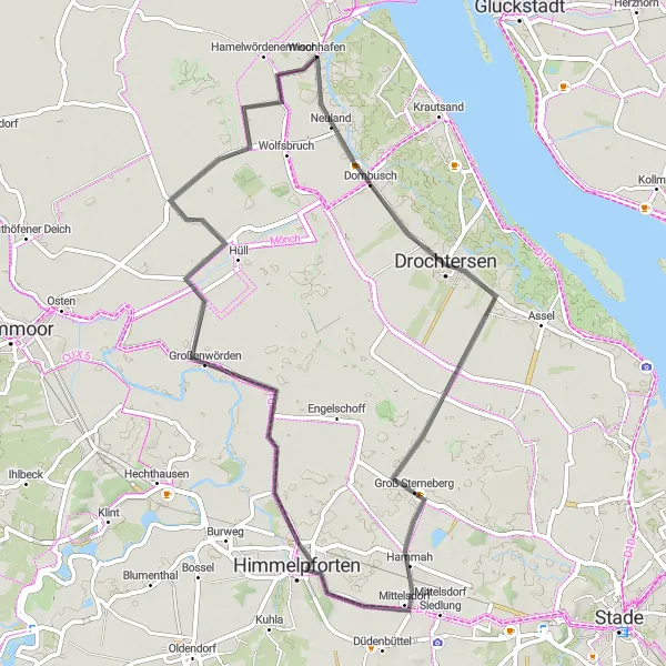 Karten-Miniaturansicht der Radinspiration "Drochtersen Erlebnistour" in Lüneburg, Germany. Erstellt vom Tarmacs.app-Routenplaner für Radtouren