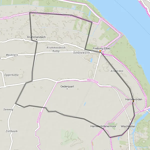 Map miniature of "Off the Beaten Path" cycling inspiration in Lüneburg, Germany. Generated by Tarmacs.app cycling route planner