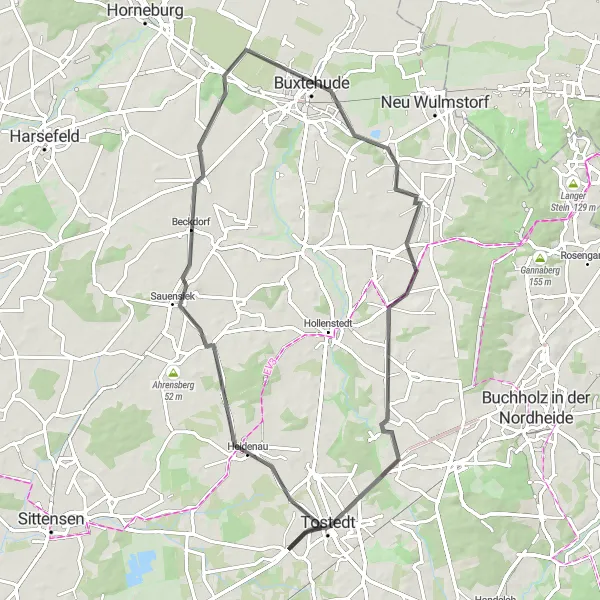 Map miniature of "Wistedt Road Loop" cycling inspiration in Lüneburg, Germany. Generated by Tarmacs.app cycling route planner