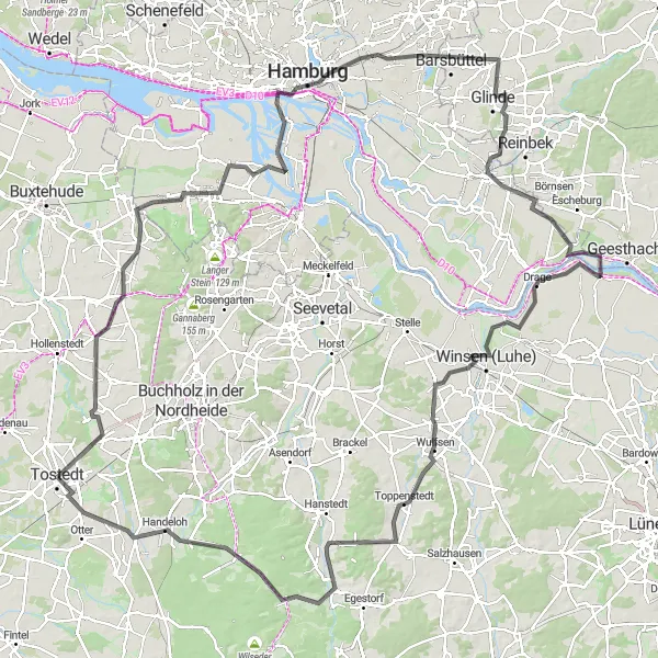 Karten-Miniaturansicht der Radinspiration "Hamburg und Umgebung" in Lüneburg, Germany. Erstellt vom Tarmacs.app-Routenplaner für Radtouren