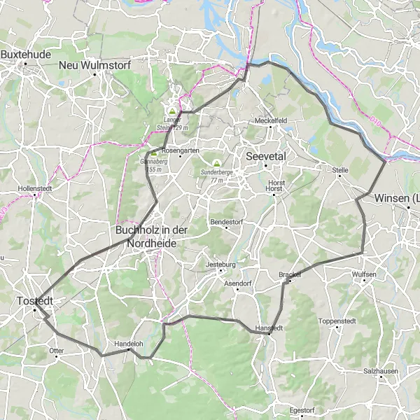 Karten-Miniaturansicht der Radinspiration "Fahrradtour rund um Wistedt (Lüneburg)" in Lüneburg, Germany. Erstellt vom Tarmacs.app-Routenplaner für Radtouren