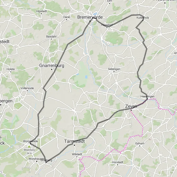 Karten-Miniaturansicht der Radinspiration "Straßentour entlang der Weser" in Lüneburg, Germany. Erstellt vom Tarmacs.app-Routenplaner für Radtouren