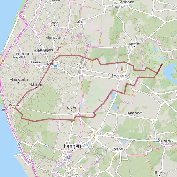 Map miniature of "The Coastal Explorer" cycling inspiration in Lüneburg, Germany. Generated by Tarmacs.app cycling route planner