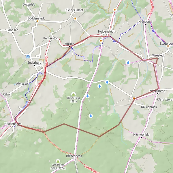 Map miniature of "The Woodland Escape" cycling inspiration in Lüneburg, Germany. Generated by Tarmacs.app cycling route planner