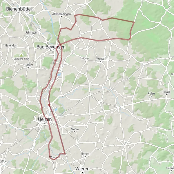 Map miniature of "The Ultimate Challenge" cycling inspiration in Lüneburg, Germany. Generated by Tarmacs.app cycling route planner