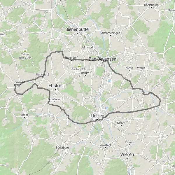 Karten-Miniaturansicht der Radinspiration "Roadtour zu den Highlights der Region" in Lüneburg, Germany. Erstellt vom Tarmacs.app-Routenplaner für Radtouren