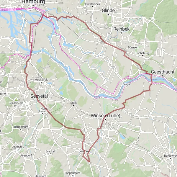 Map miniature of "Finkhütten-Berg and Elbe River" cycling inspiration in Lüneburg, Germany. Generated by Tarmacs.app cycling route planner