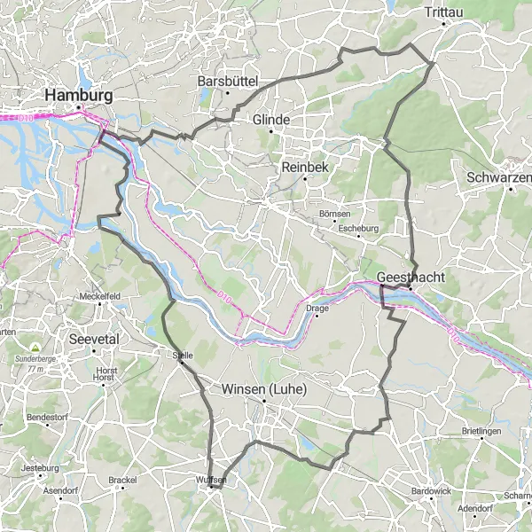 Karten-Miniaturansicht der Radinspiration "Landschaftliche Schönheit von Lüneburg" in Lüneburg, Germany. Erstellt vom Tarmacs.app-Routenplaner für Radtouren