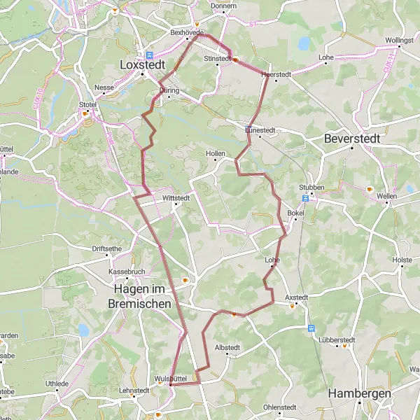 Karten-Miniaturansicht der Radinspiration "Gravel-Tour um Bexhövede und Heerstedt" in Lüneburg, Germany. Erstellt vom Tarmacs.app-Routenplaner für Radtouren