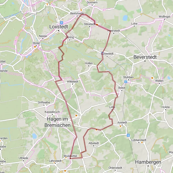 Map miniature of "Gravel Adventure" cycling inspiration in Lüneburg, Germany. Generated by Tarmacs.app cycling route planner