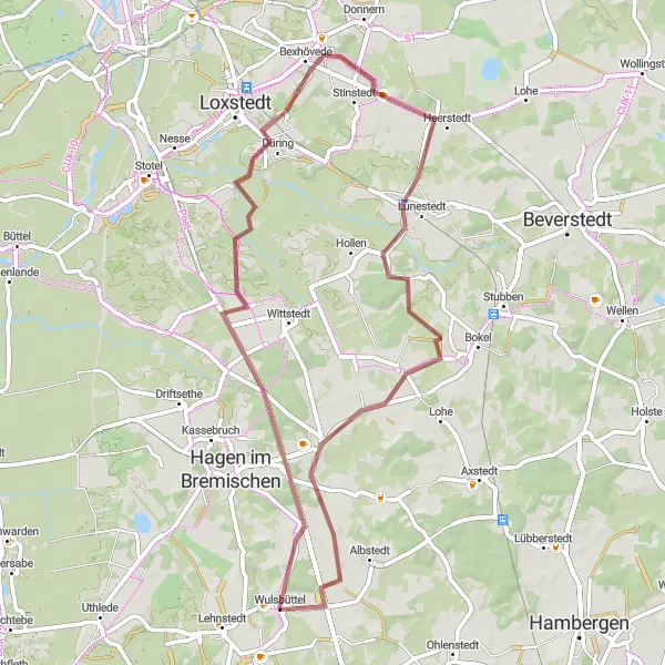 Karten-Miniaturansicht der Radinspiration "Naturrundtour um Wulsbüttel und Lunestedt" in Lüneburg, Germany. Erstellt vom Tarmacs.app-Routenplaner für Radtouren