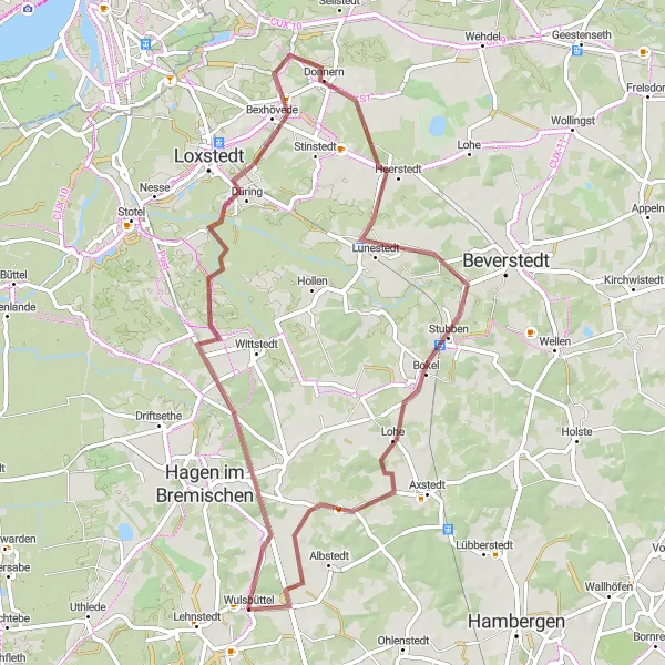 Map miniature of "Wulsbüttel Loop" cycling inspiration in Lüneburg, Germany. Generated by Tarmacs.app cycling route planner