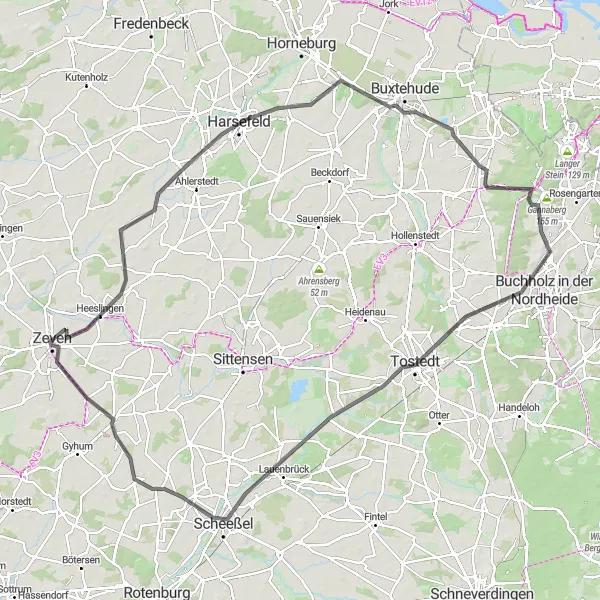 Karten-Miniaturansicht der Radinspiration "Zeven - Wümmepark Rundtour" in Lüneburg, Germany. Erstellt vom Tarmacs.app-Routenplaner für Radtouren
