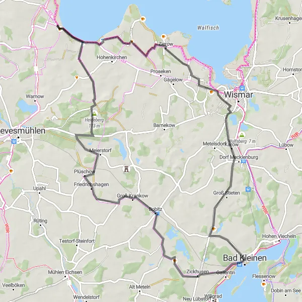 Map miniature of "Bobitz Circuit" cycling inspiration in Mecklenburg-Vorpommern, Germany. Generated by Tarmacs.app cycling route planner