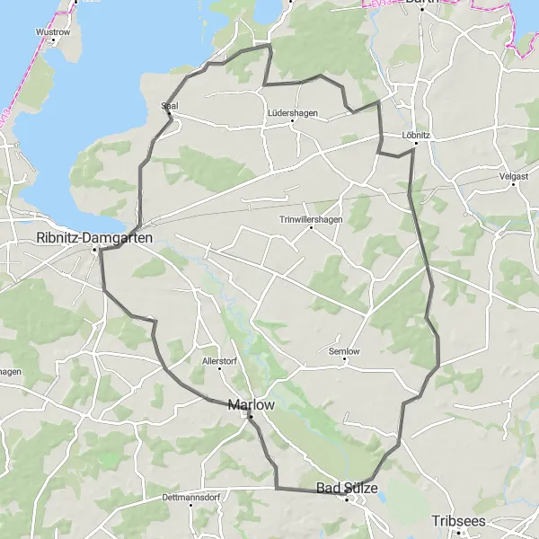 Karten-Miniaturansicht der Radinspiration "Gemütliche Radtour von Marlow nach Eixen" in Mecklenburg-Vorpommern, Germany. Erstellt vom Tarmacs.app-Routenplaner für Radtouren