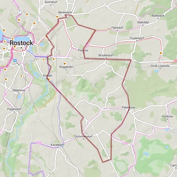 Map miniature of "A Gravel Adventure through Bentwisch and Surrounding Villages" cycling inspiration in Mecklenburg-Vorpommern, Germany. Generated by Tarmacs.app cycling route planner