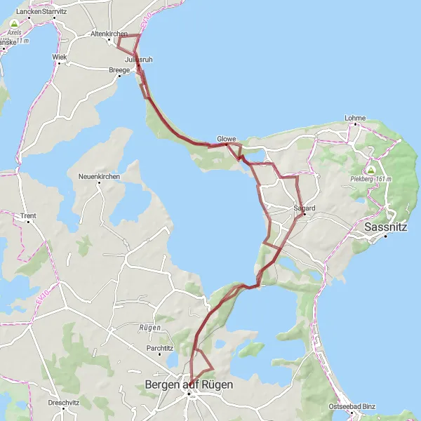 Map miniature of "Rugged Landscapes and Cultural discoveries" cycling inspiration in Mecklenburg-Vorpommern, Germany. Generated by Tarmacs.app cycling route planner