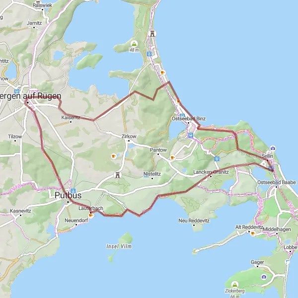 Map miniature of "Coastal Delights" cycling inspiration in Mecklenburg-Vorpommern, Germany. Generated by Tarmacs.app cycling route planner